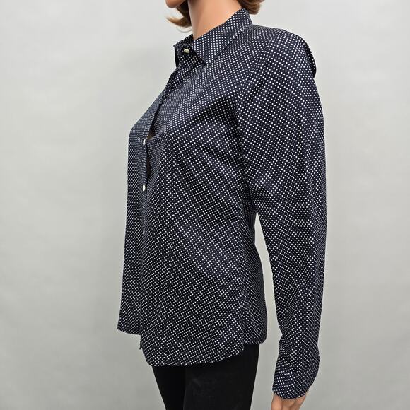 L.L.Bean Signature Collection Polka dot Button-up Shirt Size 4 Long sleeve Navy - Picture 7 of 12